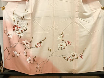 平和屋着物▽訪問着 単衣 手描き 枝花文 正絹 逸品 AAAZ1451fy