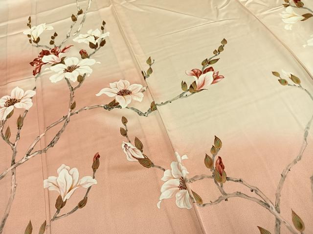 平和屋着物▽訪問着 単衣 手描き 枝花文 正絹 逸品 AAAZ1451fy