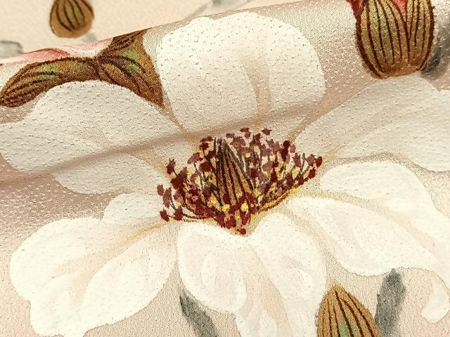 平和屋着物▽訪問着 単衣 手描き 枝花文 正絹 逸品 AAAZ1451fy