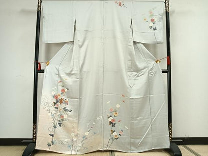 平和屋着物▽訪問着 単衣 花鳥文 正絹 逸品 AAAZ1453fy