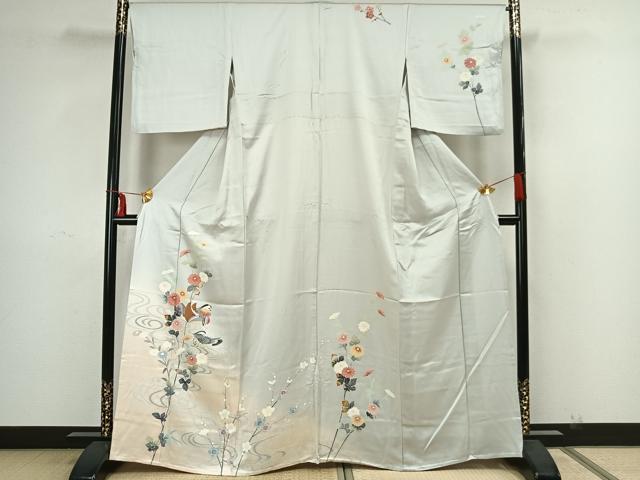 平和屋着物▽訪問着 単衣 花鳥文 正絹 逸品 AAAZ1453fy