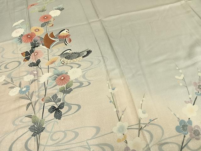 平和屋着物▽訪問着 単衣 花鳥文 正絹 逸品 AAAZ1453fy