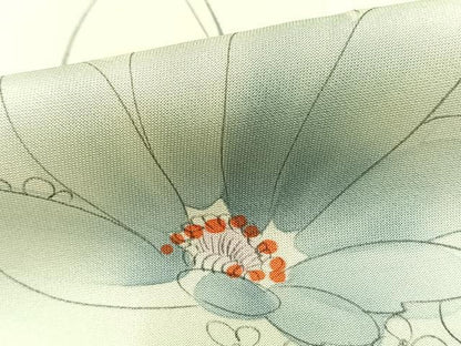平和屋着物▽上質な小紋 単衣 手描き 草花文 暈し染め 反端付き 正絹 逸品 AAAZ1454fy