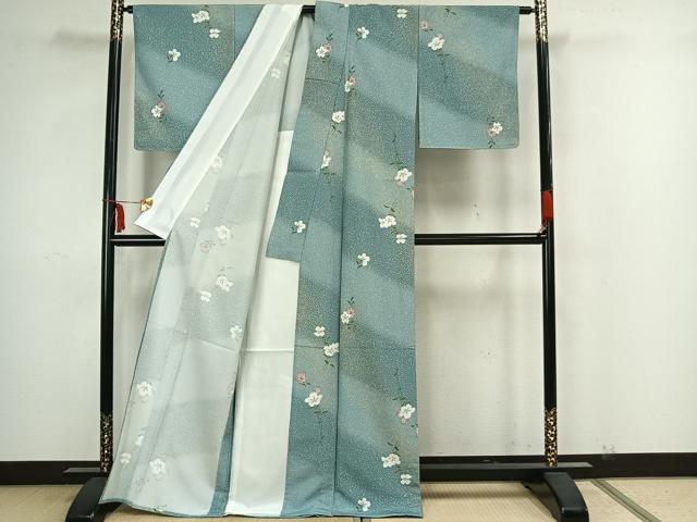 平和屋着物▽小紋 単衣 草花文 洗える着物 AAAZ1457fy