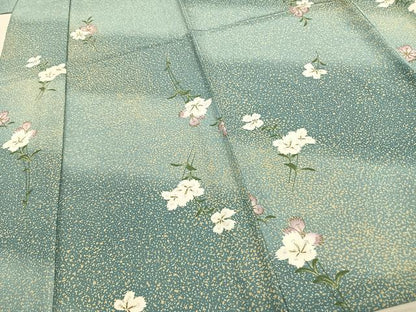 平和屋着物▽小紋 単衣 草花文 洗える着物 AAAZ1457fy