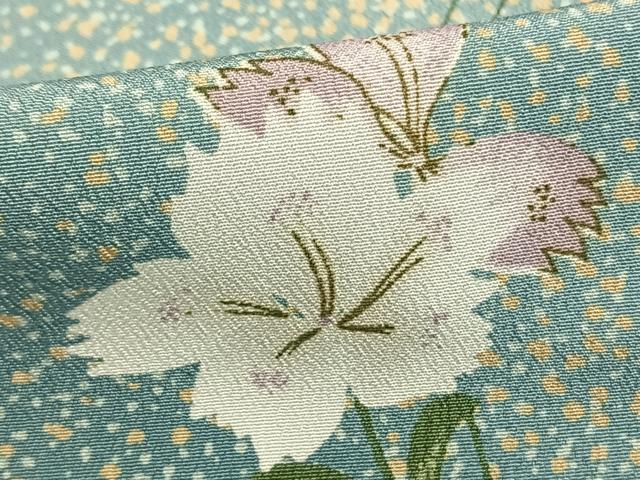 平和屋着物▽小紋 単衣 草花文 洗える着物 AAAZ1457fy