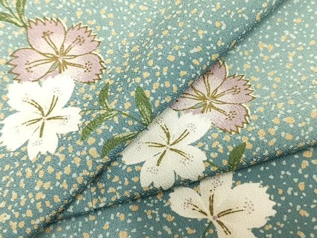 平和屋着物▽小紋 単衣 草花文 洗える着物 AAAZ1457fy