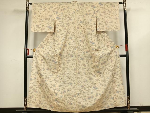 平和屋着物▽小紋 単衣 草花文 洗える着物 AAAZ1458fy