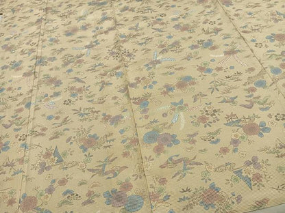 平和屋着物▽小紋 単衣 草花文 洗える着物 AAAZ1458fy