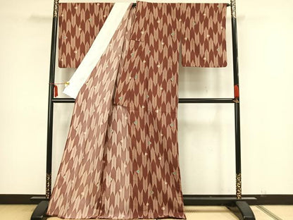 平和屋着物▽小紋 単衣 矢羽丸文 洗える着物 AAAZ1460fy