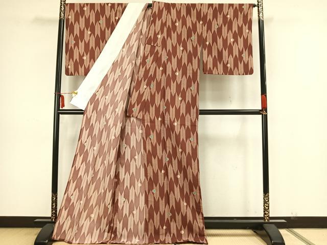 平和屋着物▽小紋 単衣 矢羽丸文 洗える着物 AAAZ1460fy