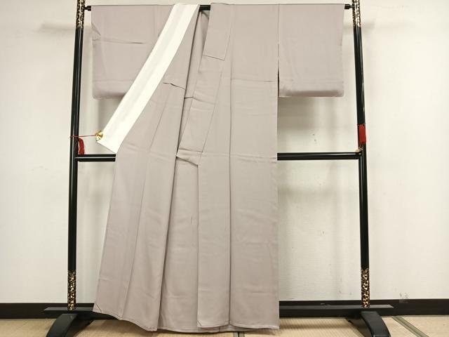 平和屋着物▽上質な色無地　単衣　桜鼠色　正絹　逸品　未使用　AAAZ1462fy