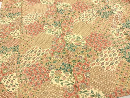 平和屋着物▽上質な小紋 単衣 紬地 切嵌文 正絹 逸品 AAAZ1463fy