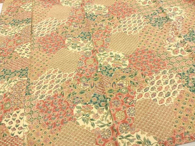 平和屋着物▽上質な小紋 単衣 紬地 切嵌文 正絹 逸品 AAAZ1463fy