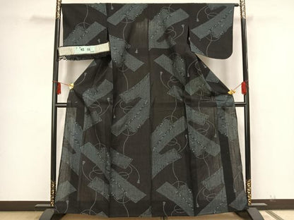 平和屋着物＊夏物 本場結城 100亀甲 短冊花文 苧麻手紡糸 証紙付き 逸品 未使用 AAAZ1464fy