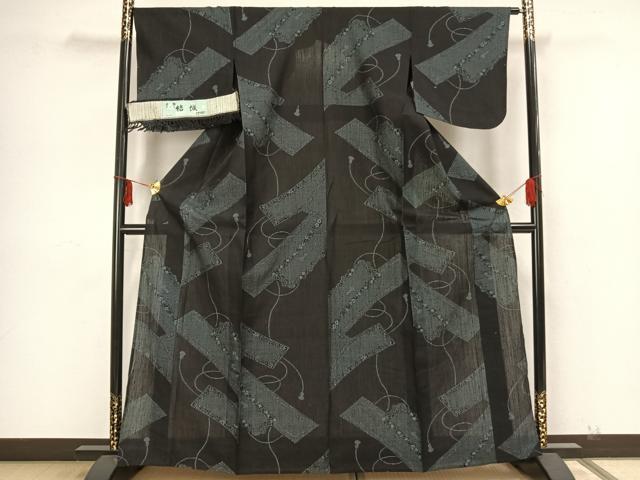 平和屋着物＊夏物 本場結城 100亀甲 短冊花文 苧麻手紡糸 証紙付き 逸品 未使用 AAAZ1464fy