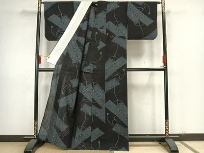 平和屋着物＊夏物 本場結城 100亀甲 短冊花文 苧麻手紡糸 証紙付き 逸品 未使用 AAAZ1464fy