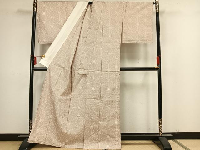 平和屋着物▽本場大島紬　単衣　7マルキ　麻の葉文様　正絹　逸品　AAAZ1467fy