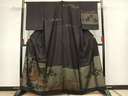 平和屋着物▽訪問着　単衣　人物花文　金彩　正絹　逸品　AAAZ1470fy
