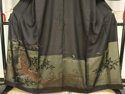 平和屋着物▽訪問着　単衣　人物花文　金彩　正絹　逸品　AAAZ1470fy