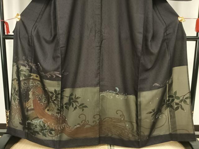 平和屋着物▽訪問着　単衣　人物花文　金彩　正絹　逸品　AAAZ1470fy