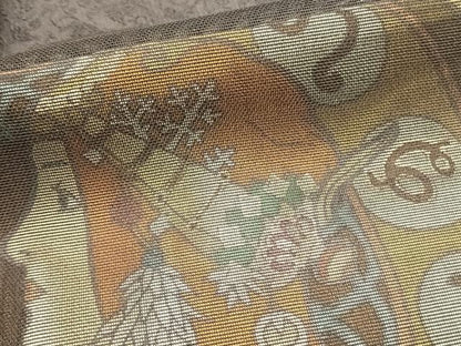 平和屋着物▽訪問着　単衣　人物花文　金彩　正絹　逸品　AAAZ1470fy