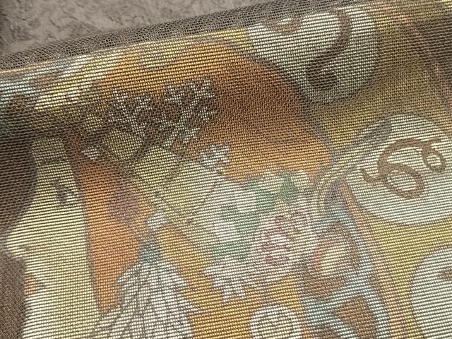 平和屋着物▽訪問着　単衣　人物花文　金彩　正絹　逸品　AAAZ1470fy