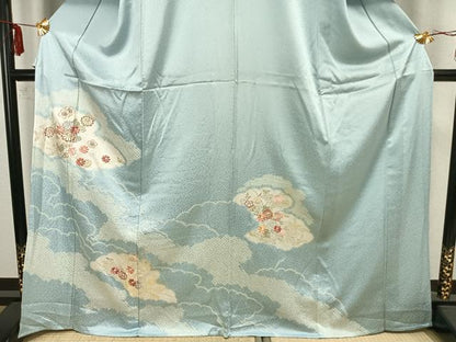 平和屋着物▽創業460年・千總　訪問着　単衣　絞り　刺繍　草花文　金彩　正絹　逸品　未使用　AAAZ1472fy