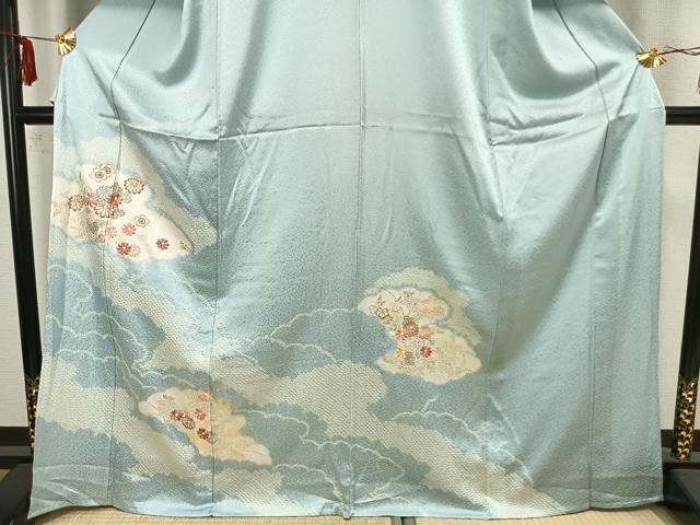 平和屋着物▽創業460年・千總　訪問着　単衣　絞り　刺繍　草花文　金彩　正絹　逸品　未使用　AAAZ1472fy