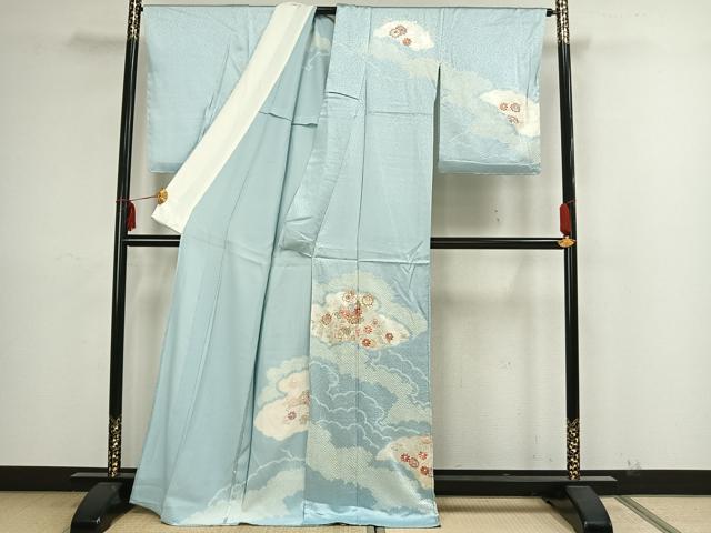 平和屋着物▽創業460年・千總　訪問着　単衣　絞り　刺繍　草花文　金彩　正絹　逸品　未使用　AAAZ1472fy