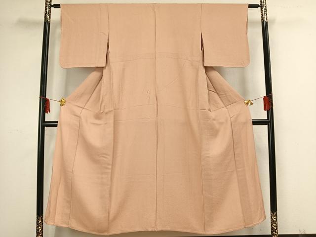 平和屋着物▽上質な色無地　単衣　洗柿色　正絹　逸品　AAAZ1476fy