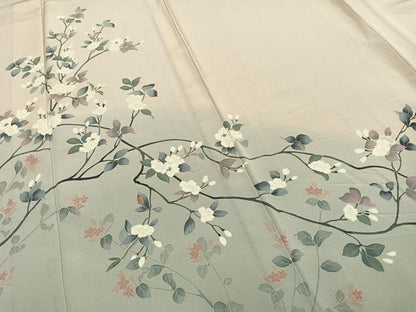 平和屋着物▽訪問着　単衣　作家物　枝花文　正絹　逸品　AAAZ1479fy