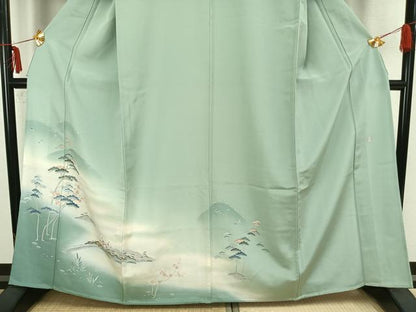平和屋着物▽訪問着 単衣 作家物 風景文 暈し染め 正絹 逸品 AAAZ1480fy