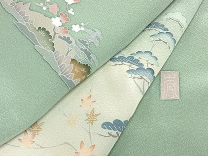 平和屋着物▽訪問着 単衣 作家物 風景文 暈し染め 正絹 逸品 AAAZ1480fy