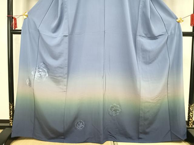 平和屋着物▽訪問着 単衣 中国三大刺繍 汕頭刺繍 スワトウ刺繍 雪輪花文 暈し染め 正絹 逸品 未使用 AAAZ1483fy