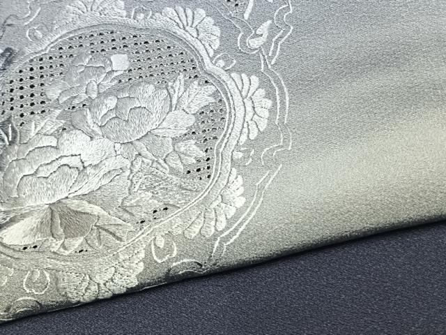 平和屋着物▽訪問着 単衣 中国三大刺繍 汕頭刺繍 スワトウ刺繍 雪輪花文 暈し染め 正絹 逸品 未使用 AAAZ1483fy