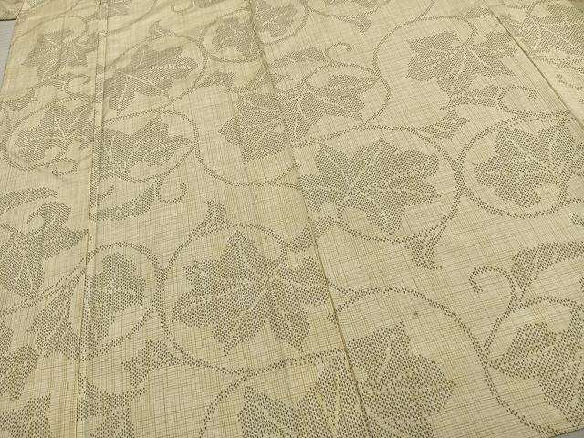 平和屋着物▽上質な紬 単衣 唐草文 正絹 逸品 AAAZ1484fy