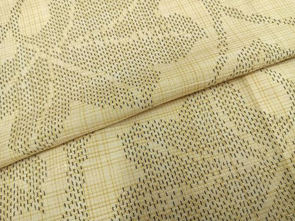 平和屋着物▽上質な紬 単衣 唐草文 正絹 逸品 AAAZ1484fy