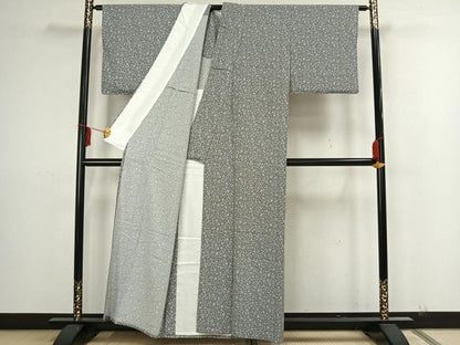 平和屋着物▽上質な小紋　単衣　抽象文様　正絹　逸品　AAAZ1485fy