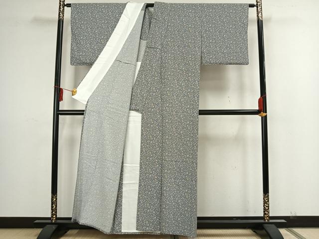 平和屋着物▽上質な小紋　単衣　抽象文様　正絹　逸品　AAAZ1485fy