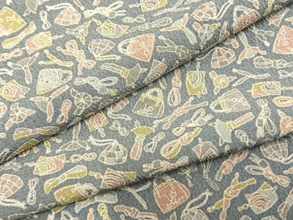 平和屋着物▽上質な小紋　単衣　抽象文様　正絹　逸品　AAAZ1485fy