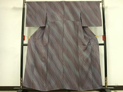 平和屋着物▽上質な小紋 単衣 霞文 正絹 逸品 AAAZ1486fy