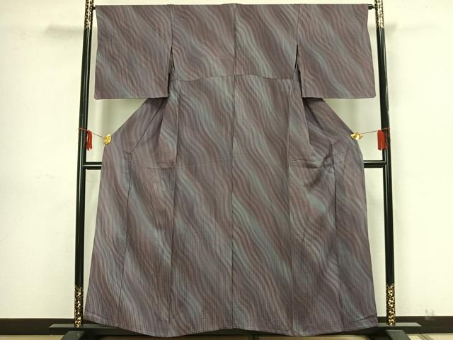 平和屋着物▽上質な小紋 単衣 霞文 正絹 逸品 AAAZ1486fy
