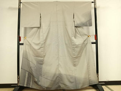 平和屋着物▽本塩沢 訪問着 単衣 流水文 正絹 逸品 AAAZ1487fy