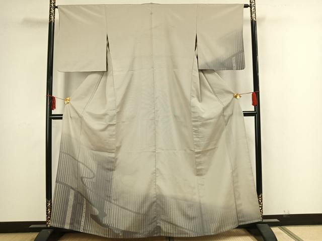 平和屋着物▽本塩沢 訪問着 単衣 流水文 正絹 逸品 AAAZ1487fy