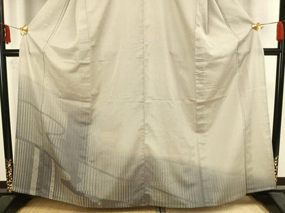 平和屋着物▽本塩沢 訪問着 単衣 流水文 正絹 逸品 AAAZ1487fy