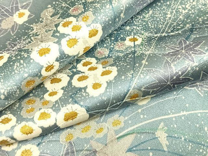 平和屋着物▽上質な小紋 単衣 雲取り草花文 正絹 逸品 AAAZ1488fy