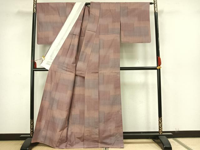平和屋着物▽上質な紬 単衣 縞 正絹 逸品 AAAZ1490fy