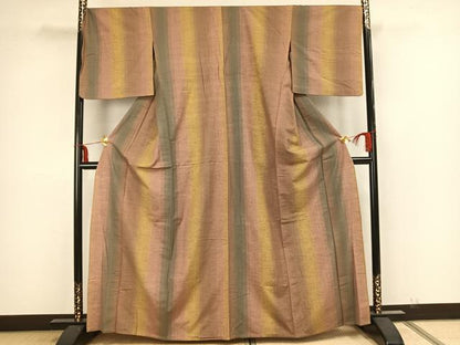 平和屋着物▽上質な紬 単衣 間道 正絹 逸品 AAAZ1491fy