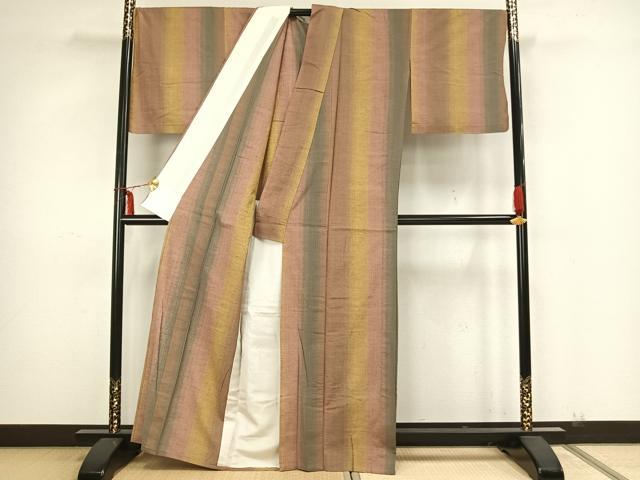 平和屋着物▽上質な紬 単衣 間道 正絹 逸品 AAAZ1491fy